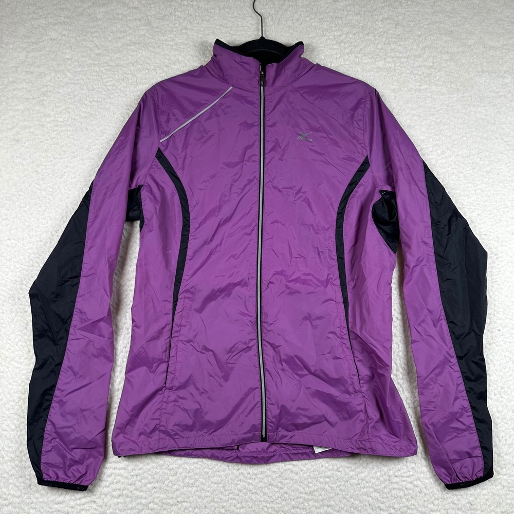 Mizuno ImpermaLite Jacket Womens Running Windbreaker L Purple Track Training